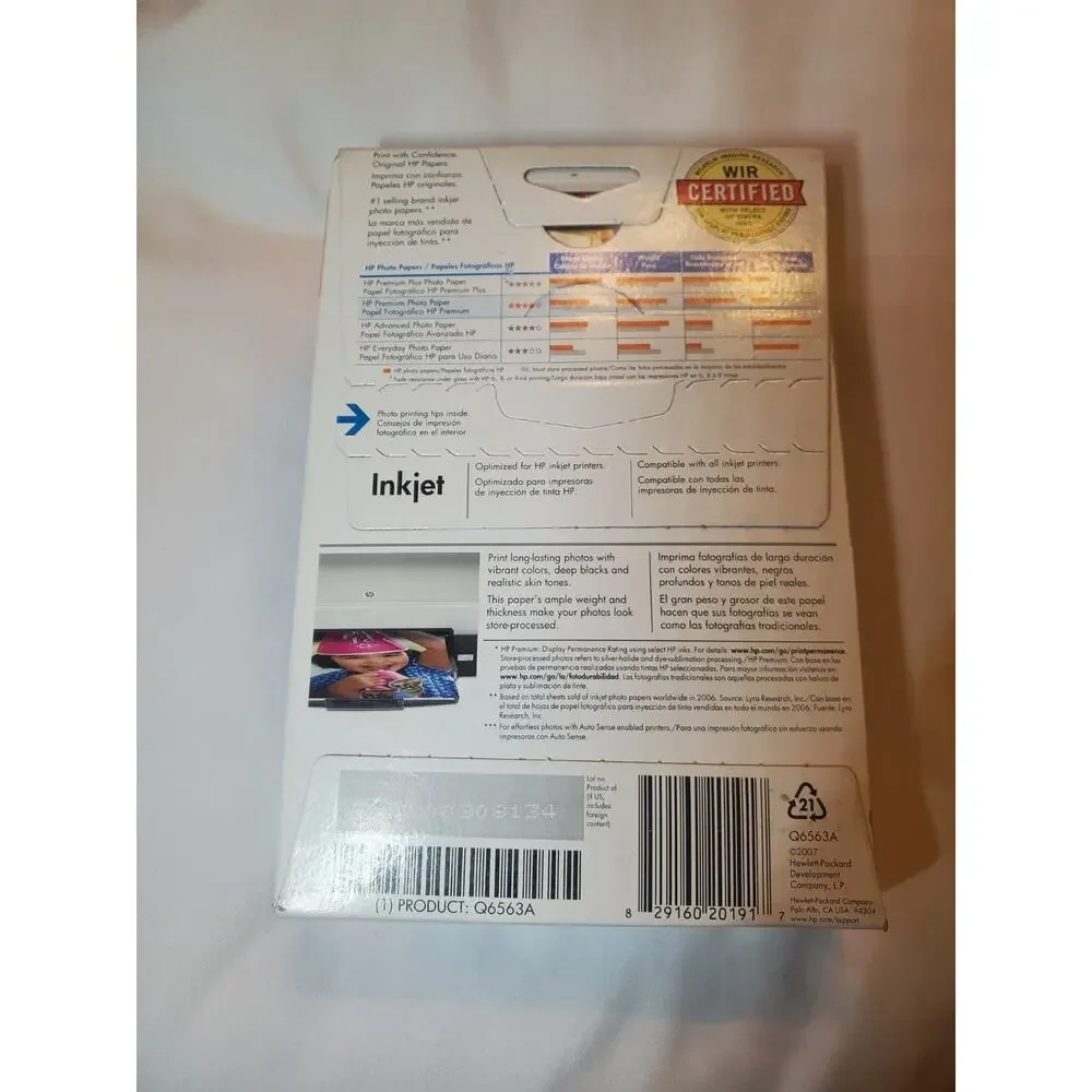 HP Premium Photo Paper 4x6 Soft Gloss Q6563A Inkjet Print Paper 100 Sheets New
